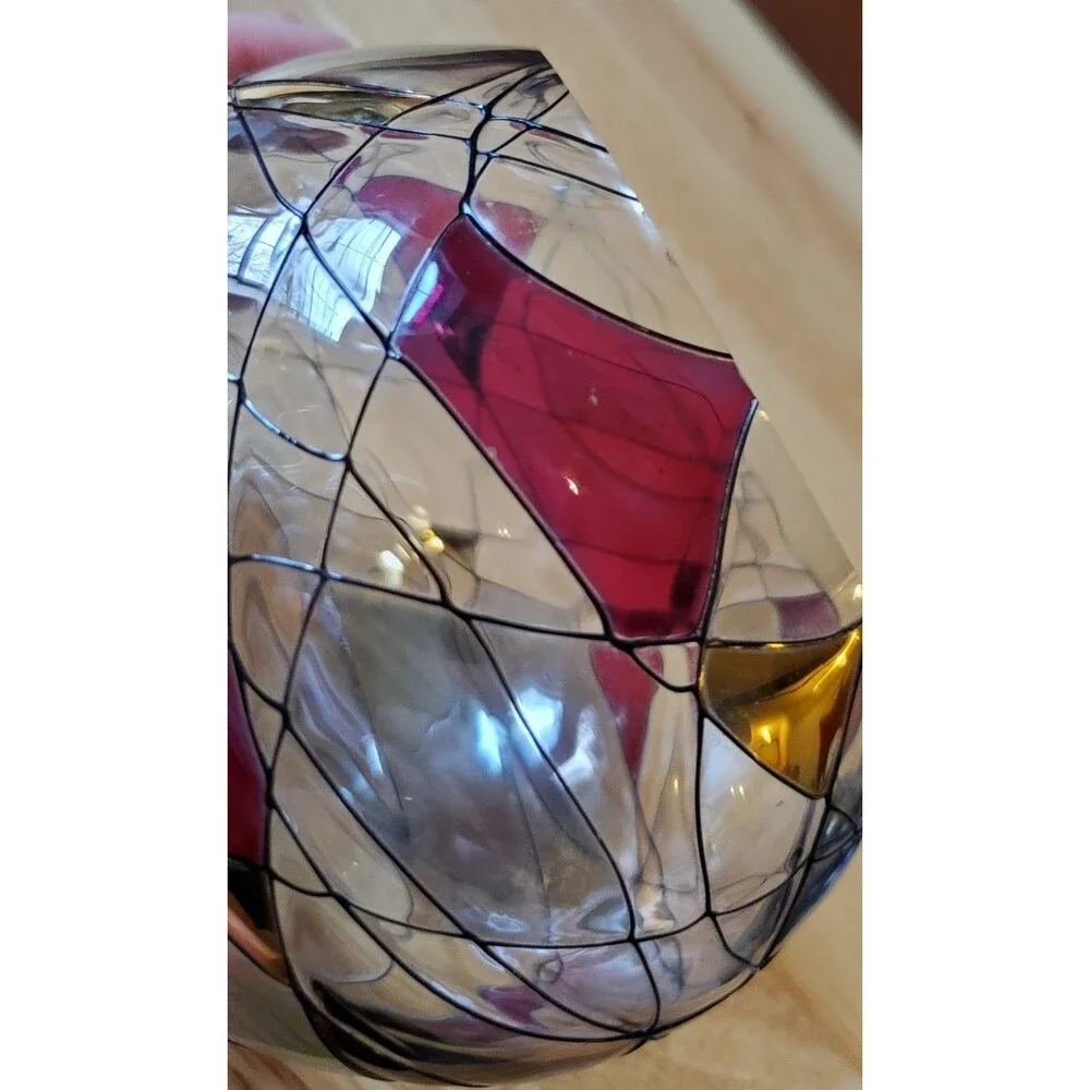 Partylite Calypso Candle Holder Mosaic Stained Glass Look Votive 4" Vtg Red Gold - Picture 8 of 13